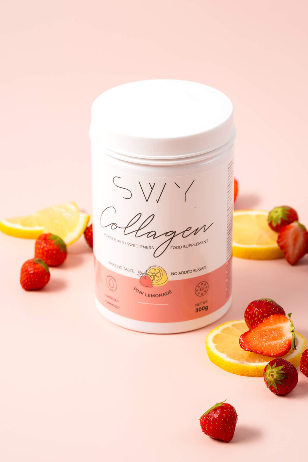 Hydrolysed Collagen Pink Lemonade - food supplement with sweeteners