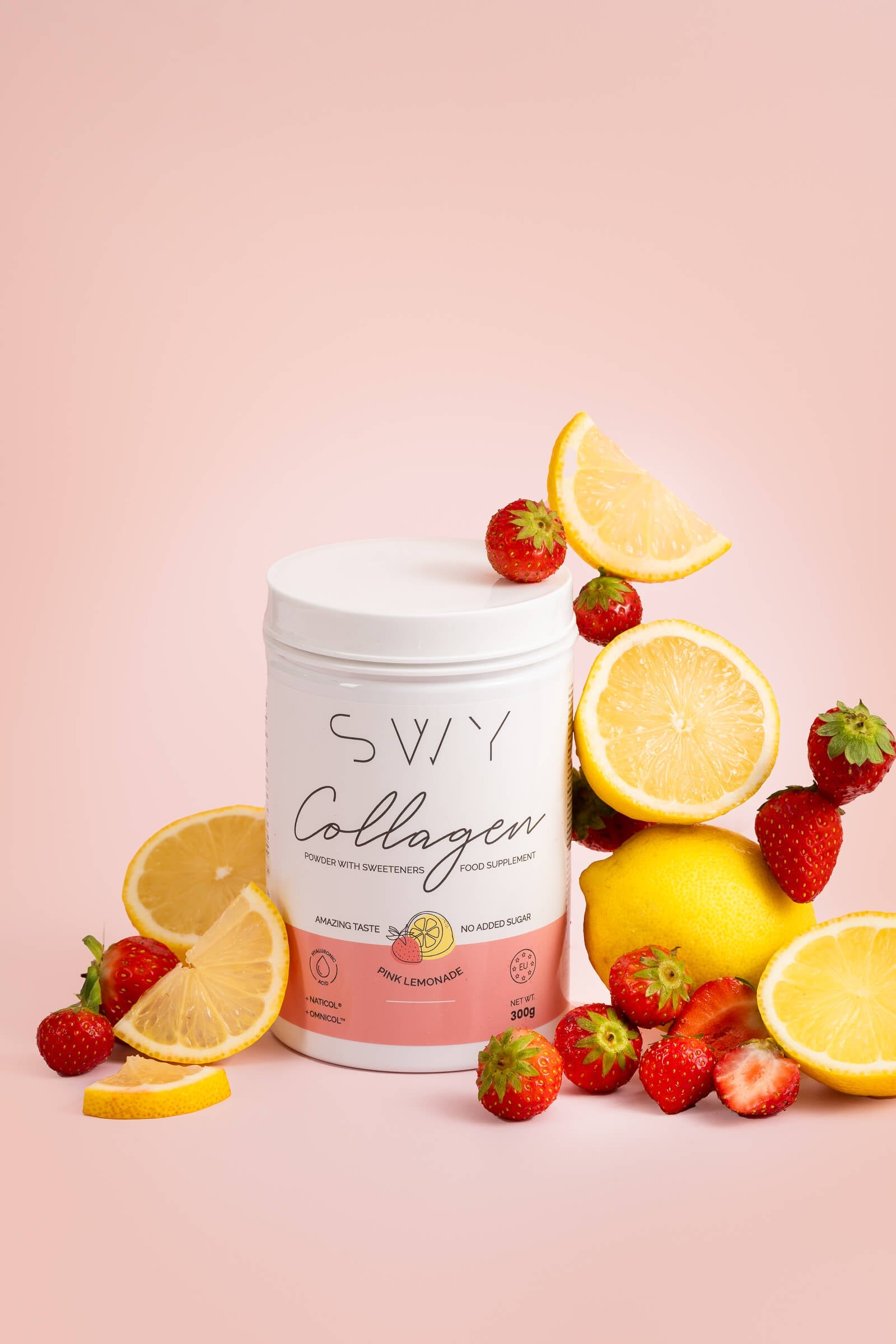 Hydrolysed Collagen Pink Lemonade - food supplement with sweeteners