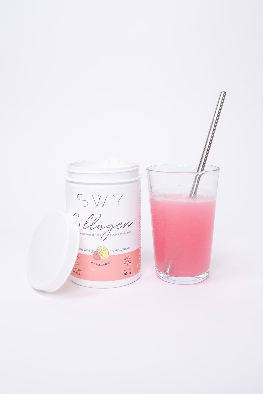 Hydrolysed Collagen Pink Lemonade - food supplement with sweeteners