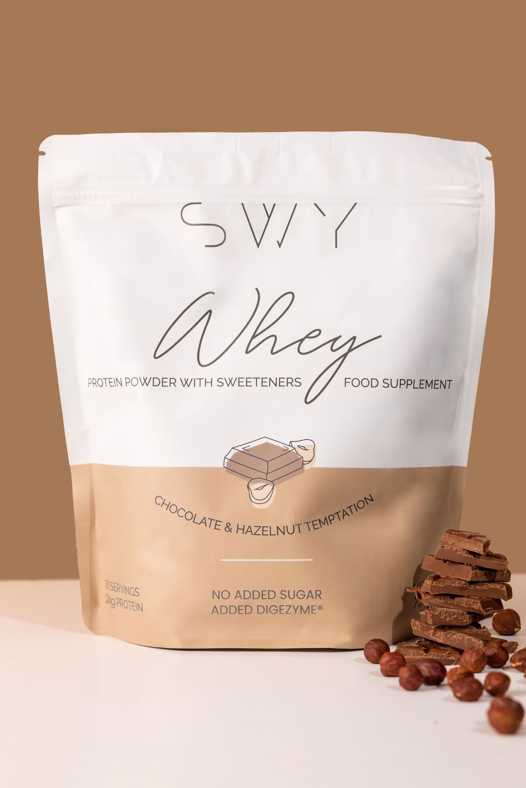 Whey Protein Choco&Hazelnut - food supplement with sweeteners